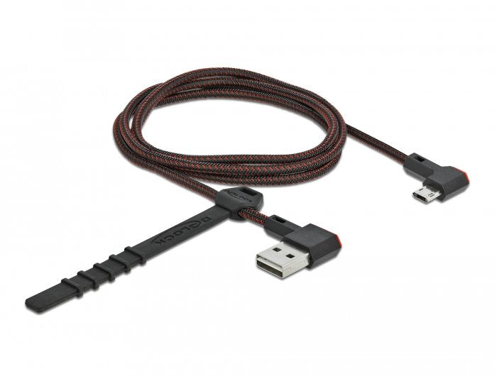 Delock Easy-Usb 2.0 Cable Typ-A Stecker Zu Easy-Usb Typ Micro-B Stecker Gewinkelt Links Rechts 1 M Schwarz