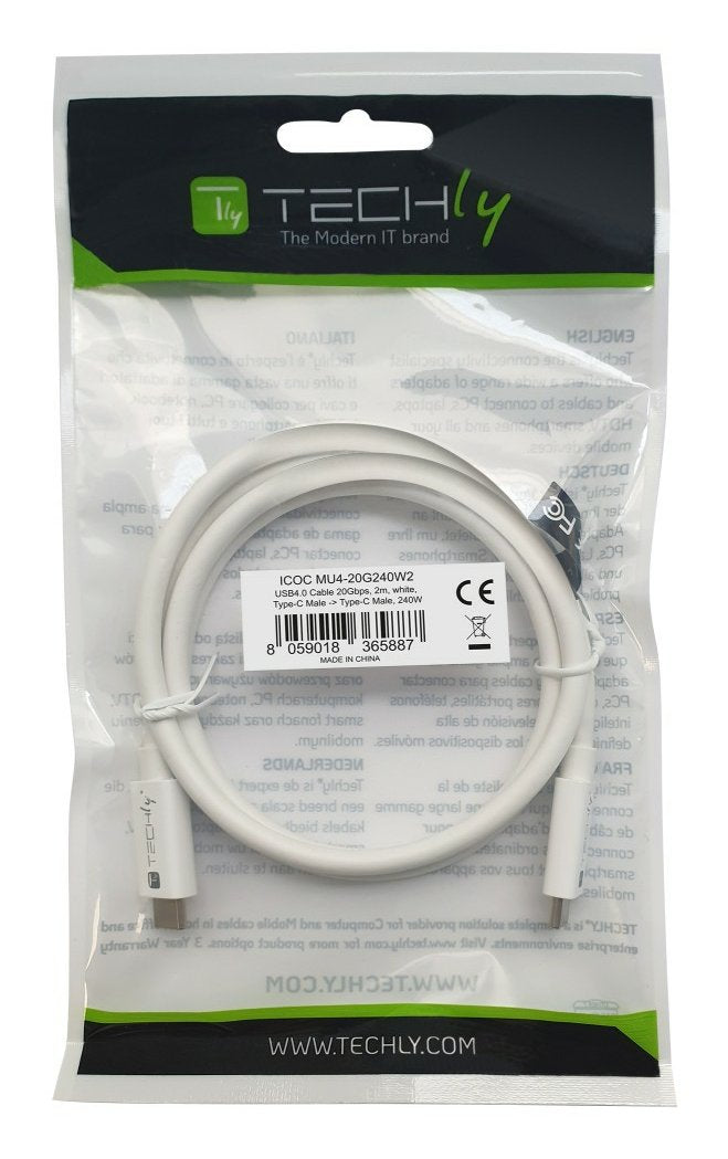 EAN 8059018365887 - Techly ICOC-MU4-20G240W2 cable USB USB4 Gen 2x2 2 m USB C Blanco imagen 2