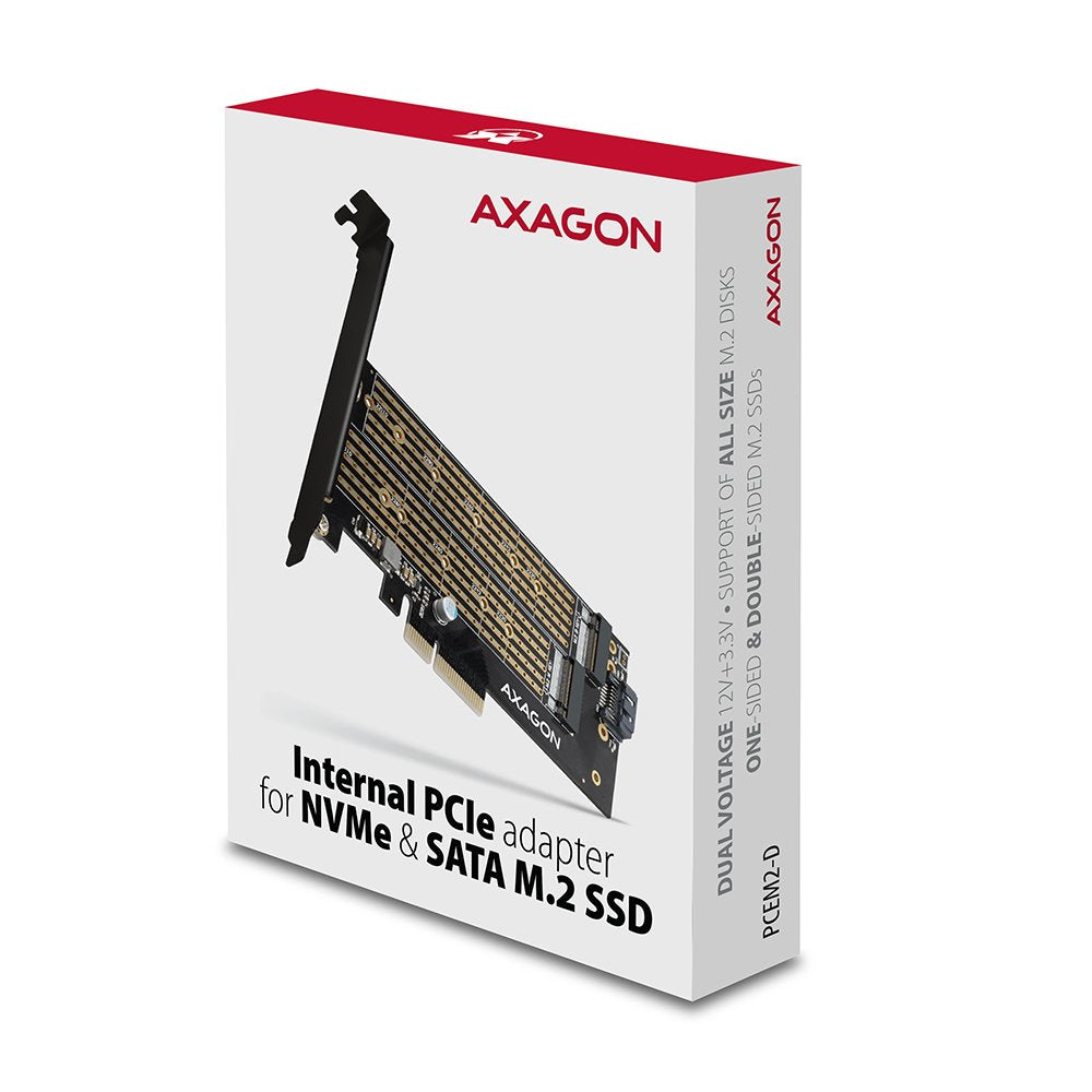 Axagon Pcem2-D Tarjeta Pcie X4 - M.2 Nvme M-Key + Sata B-Key Sata Interno