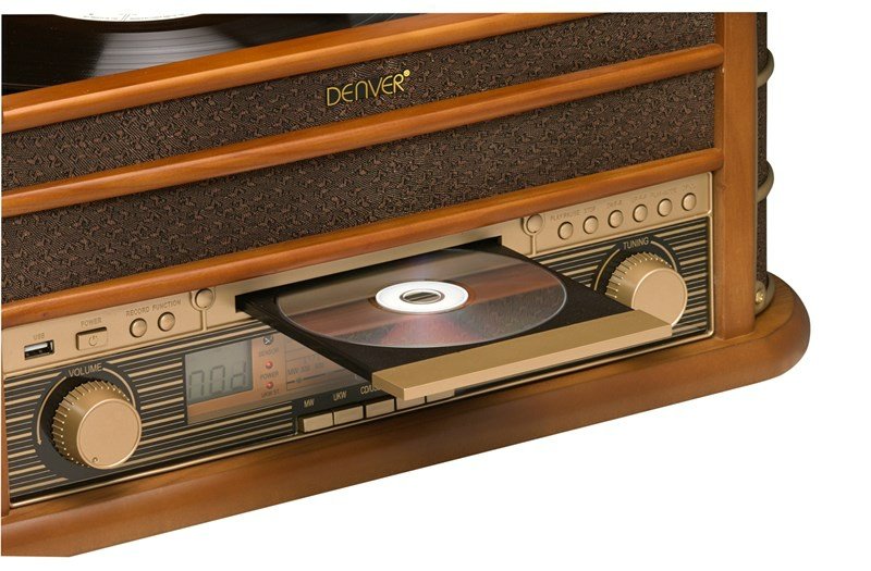 Denver Minicadena Mcr-50 Tocadiscos Cd Radio Am Fm Casette Retro