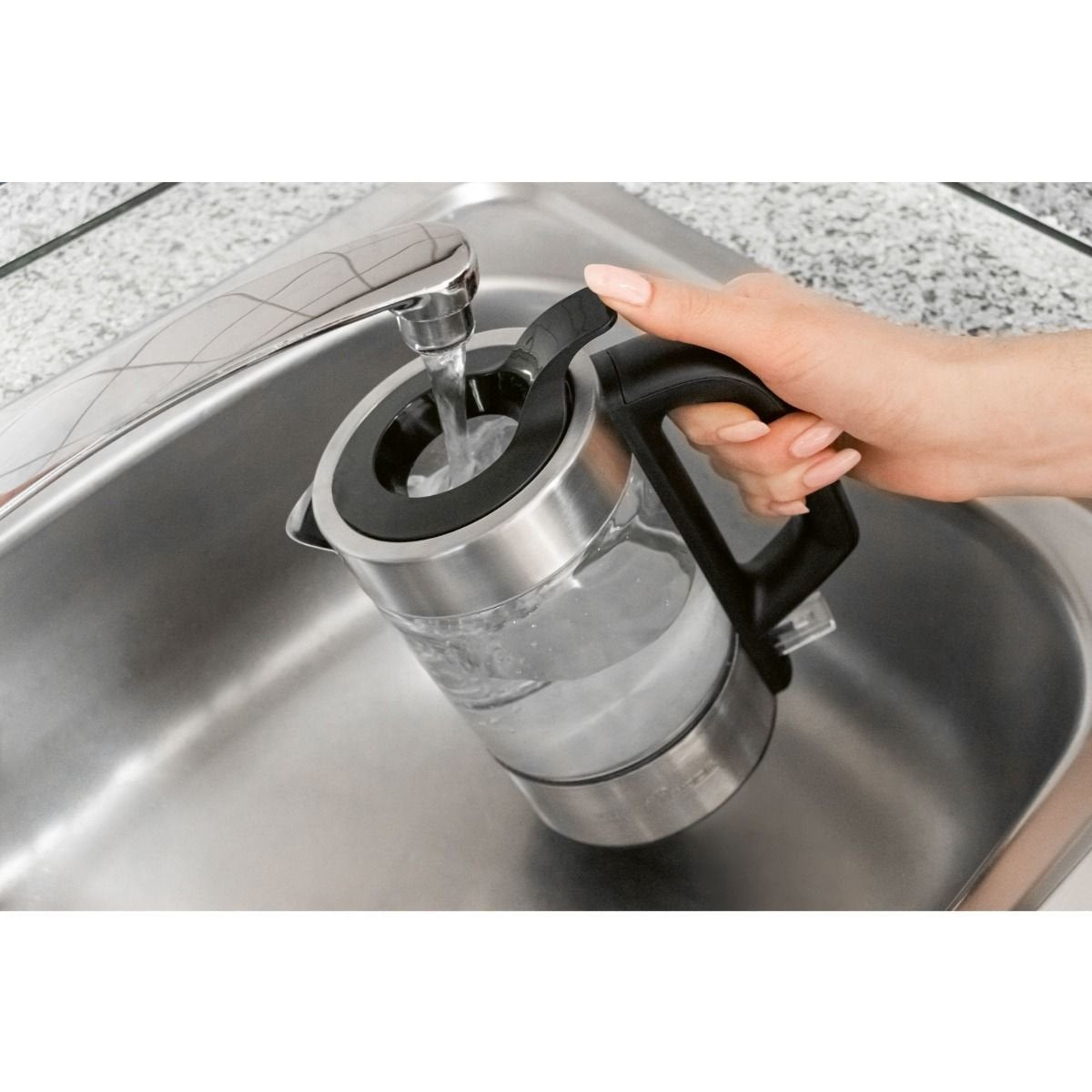 EAN 4006160122923 - ProfiCook PC-WKS 1229 G tetera eléctrica 1 L 1600 W Acero inoxidable, Transparente imagen 2