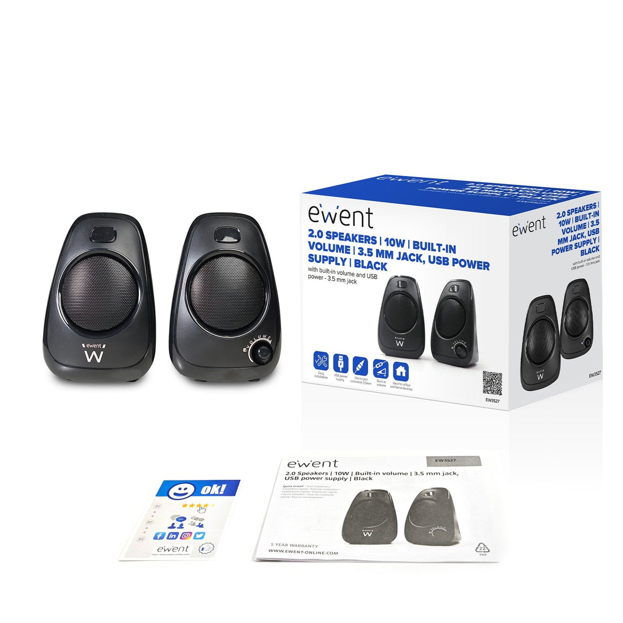 Altavoces Ewent Ew3527 10w Usb2.0 Negro