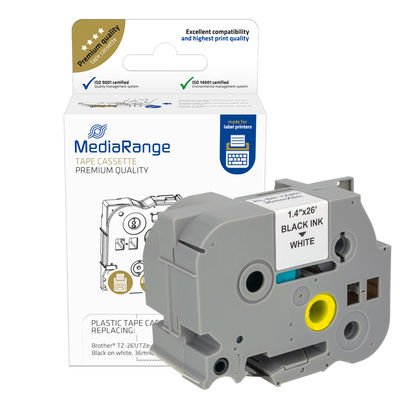 Mediarange Schriftbandka. Brother Tz-261 Tze-261 36mm 8m Sch