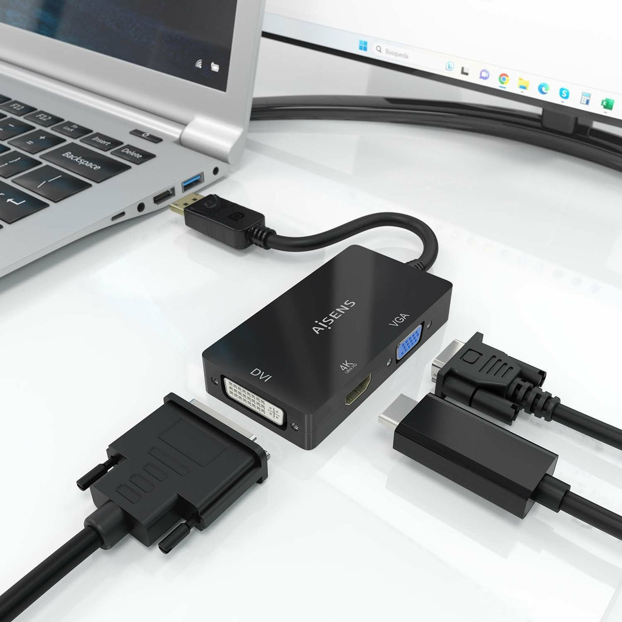 EAN 8435739901175 - AISENS A125-0861 adaptador de cable de vídeo 0,15 m VGA + HDMI + DVI imagen 4