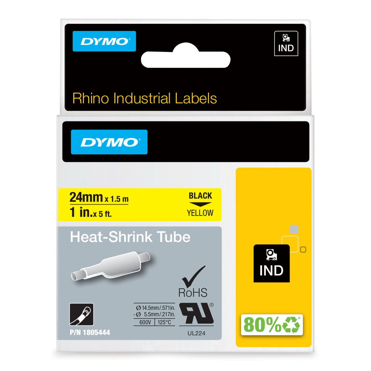 EAN 0071701059994 - DYMO 1805444 cinta para impresora de etiquetas Negro sobre amarillo imagen 2