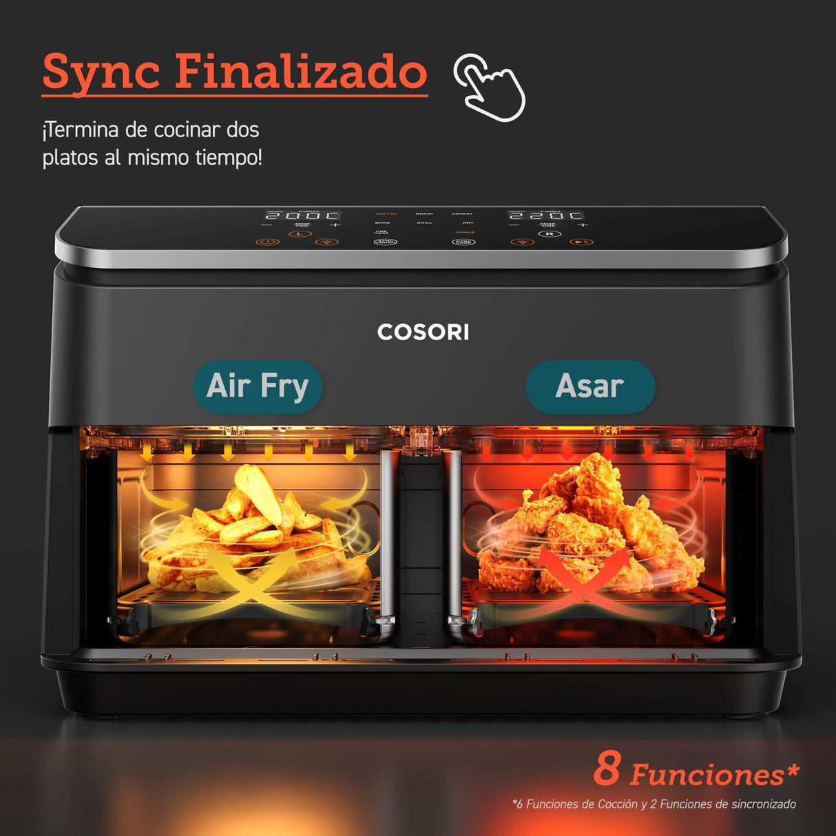 EAN 810123671731 - Cosori Dual Basket Chef Edition Doble 8,5 L Independiente 1750 W Freidora de aire caliente Negro, Plata imagen 5