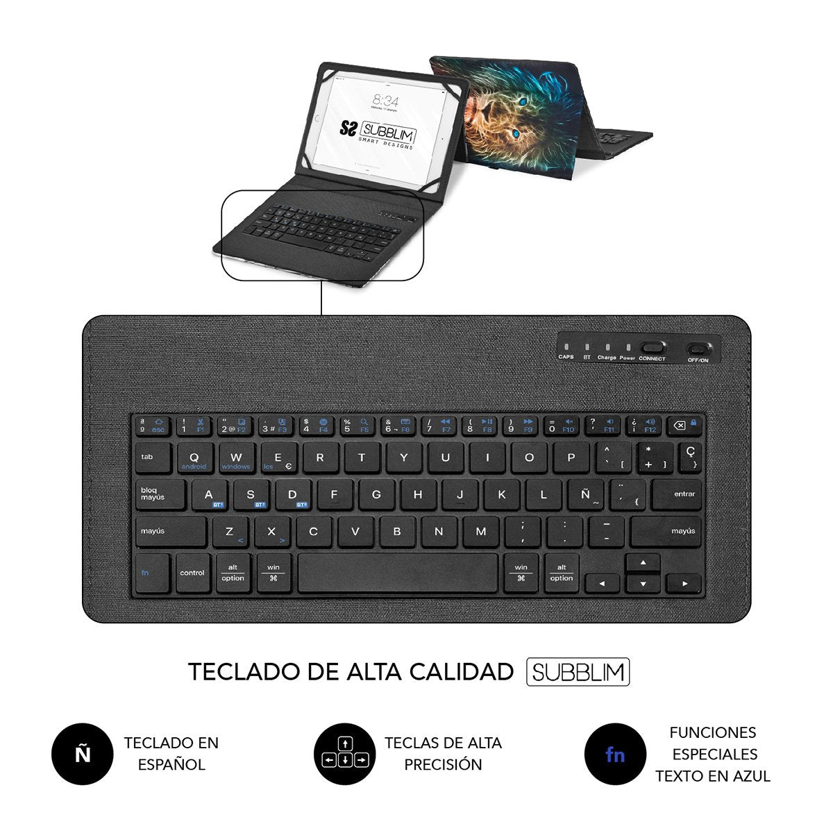 Subblim Keytab Pro Bluetooth Funda Tablet Con Teclado 10,1" Trendy León