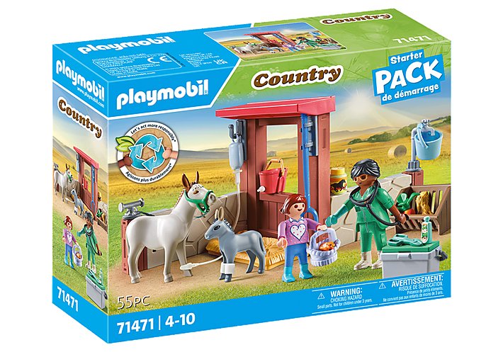 Playmobil 71471 Country Starter Pack Uso Veterinario Con Los Burros, Juguete De Construcción