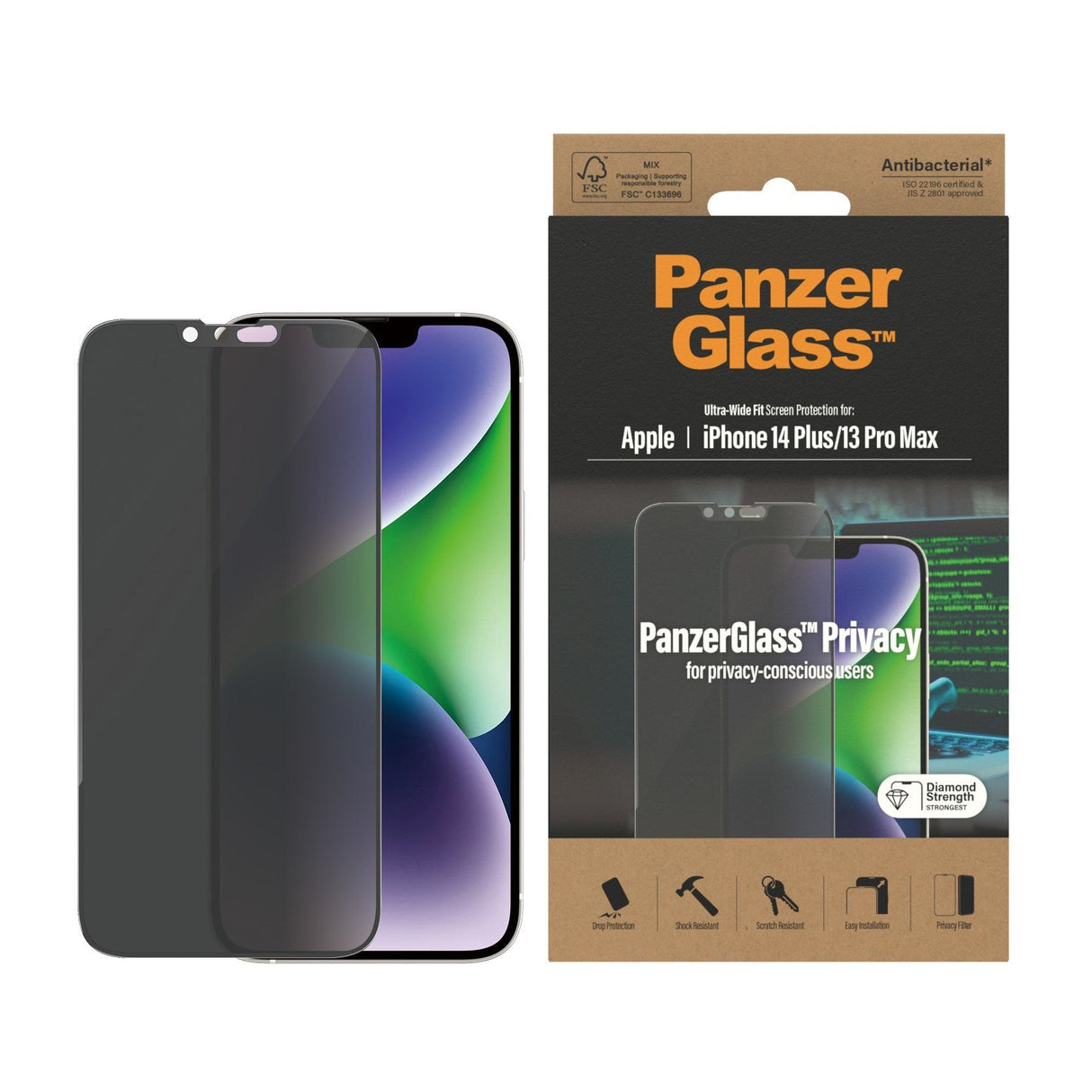Protector De Pantalla Apple - Iphone 14 Plus, Apple - Iphone 13 Pro Max Panzerglass Ultra-Wide Fit Privacy Appl