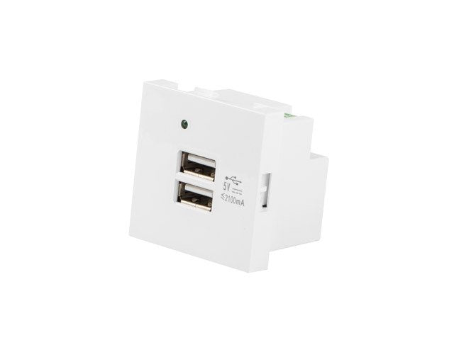 Toma De Pared Ac 230v 45x45 5v 2xusb 2.1a Blanco Lanberg