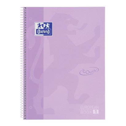 Oxford Cuaderno Europeanbook 1 School Microperforado 80 Hojas 1 Línea Tapas Extraduras Touch A4+ Lavanda Pastel -5u-