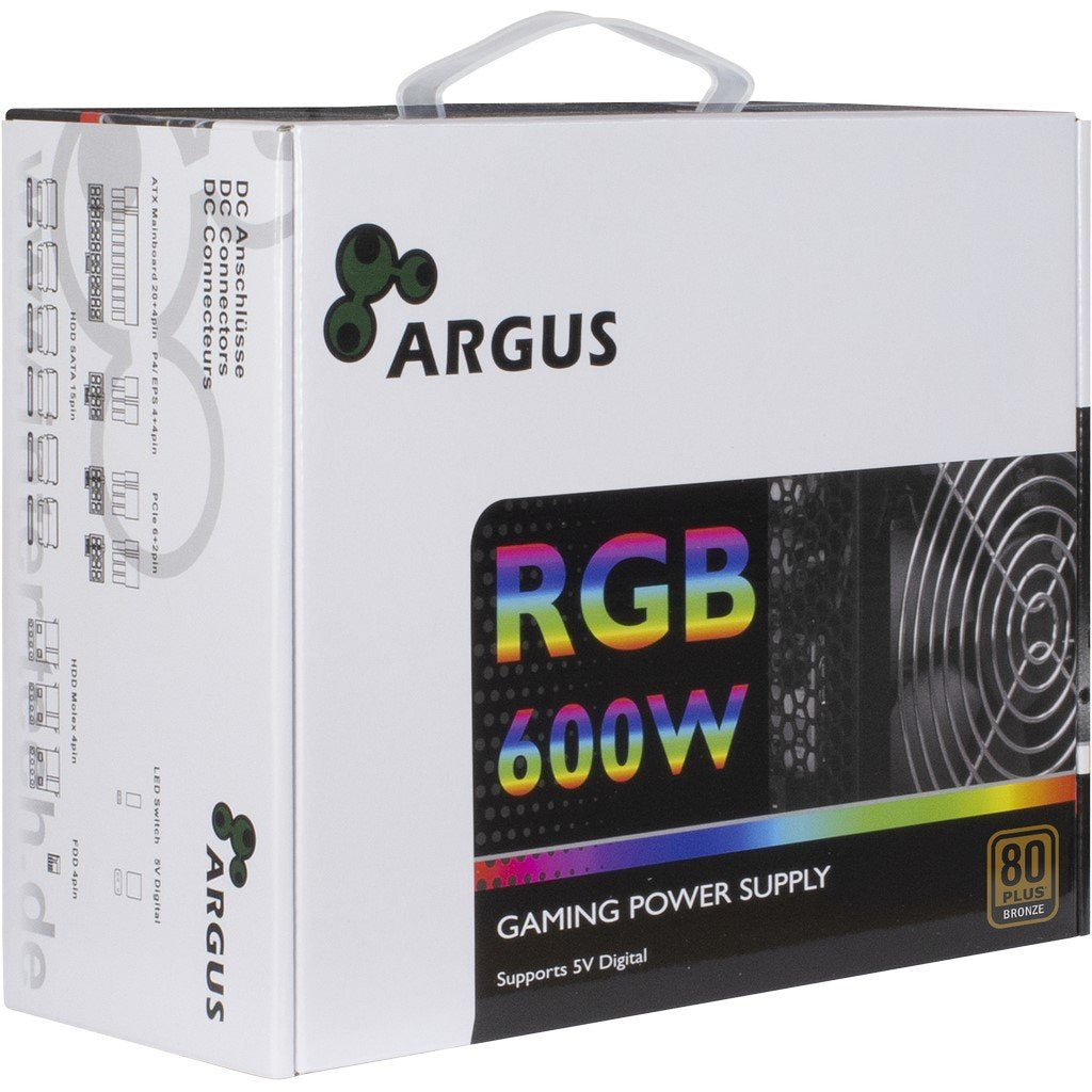 EAN 4260455644921 - Inter-Tech Argus RGB-600W II unidad de fuente de alimentación 20+4 pin ATX ATX Negro imagen 3