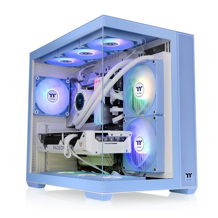 Caja Pc Thermaltake View 380 Tg Argb, Azul Claro, Vidrio Templado X 2 Ca-1z2-00mfwn-00