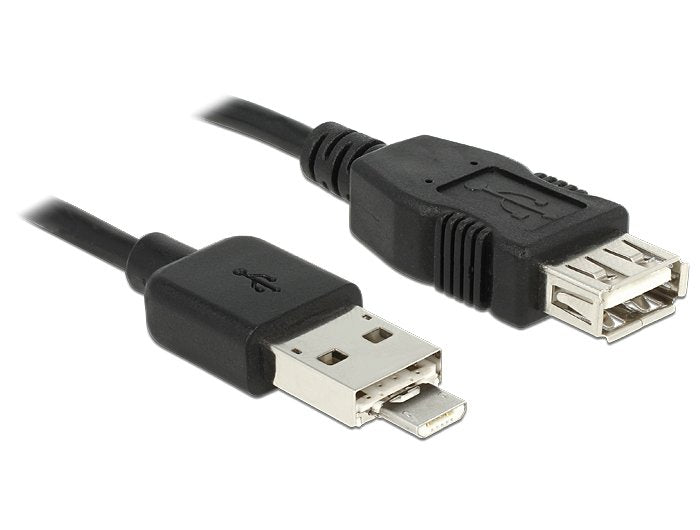Delock Cable Combinado Usb 2.0 Tipo A + Micro-B Macho Usb 2.0 Tipo A Hembra Otg De 1 M