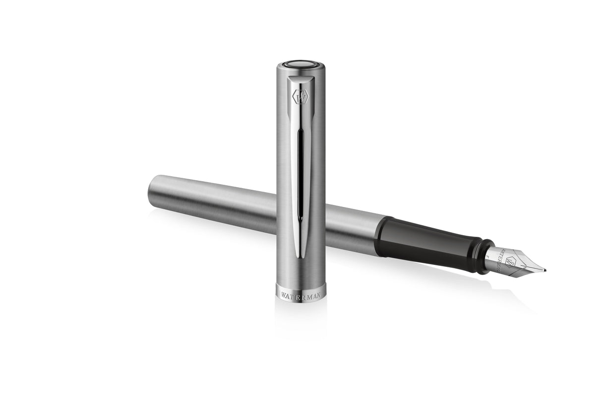 Waterman Pluma Estilográfica Impression Stainless Steelgt M Azul Caja De Regalo