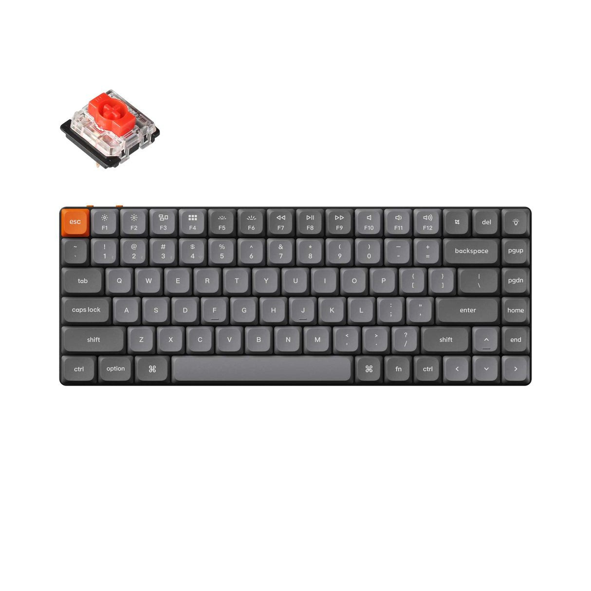 Teclado Aleman Keychron K3 Max, Gris/Naranja, Gateron Low Profile 2.0 Mechanical Red, Hot-Swap, Marco De Aluminio, Rgb K3m-H1-De