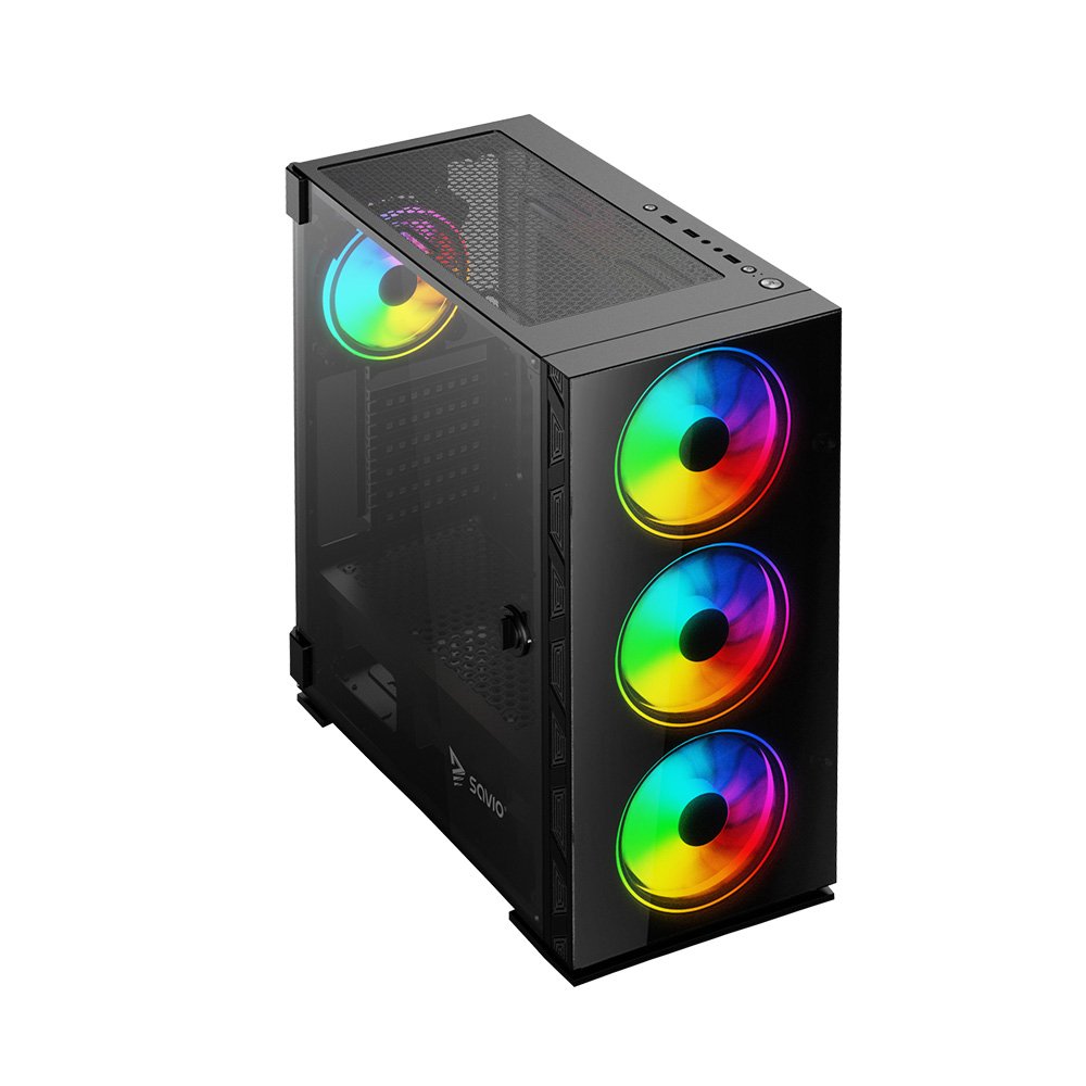 EAN 5901986046318 - Savio PC Case Prime X1 ARGB Glass Black Midi Tower Negro imagen 7