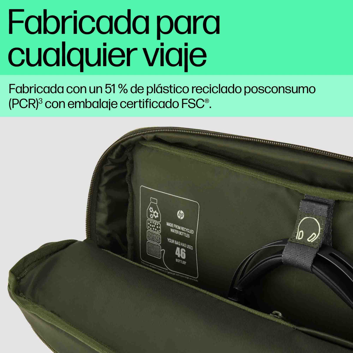 EAN 0197961660449 - HP 15.6 Modular Laptop Bag 39,6 cm (15.6") Bandolera Verde, Gris imagen 8