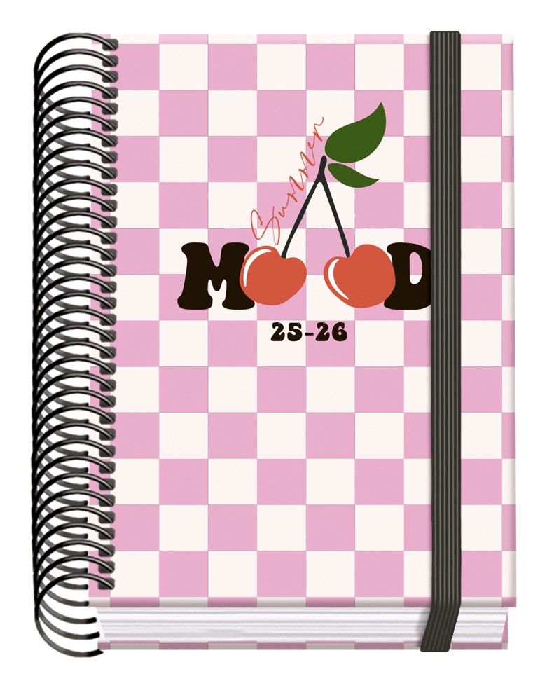Dohe Cherry Agenda Escolar 25/26 Espiral A6 - Dia Pagina - Papel 70g/M2 - 4 Hojas De Pegatinas - Cubierta De Carton