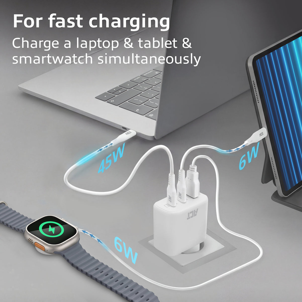 Cargador Usb-C/Usb-A De 65 W Y 3 Puertos Con Power Delivery Pps, Quickcharge Y Ganfast