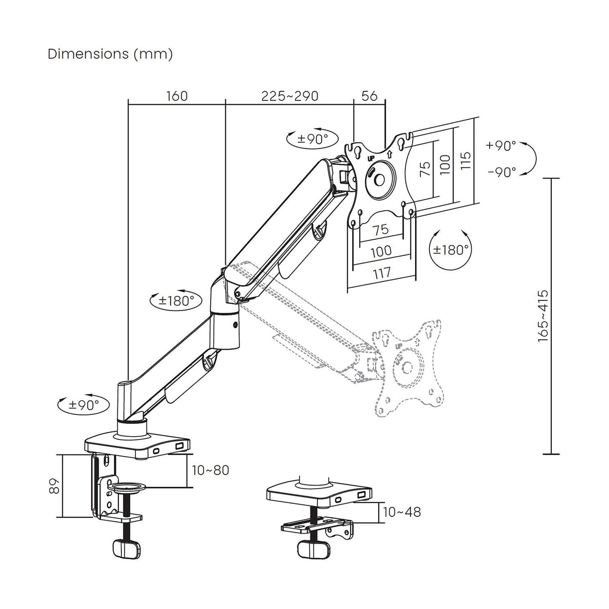 Aisens Soporte De Mesa Eco Contrapeso Giratorio E Inclinable Para Monitor/Tv 9kg (3 Pivotes, 1 Brazo) De 17-32, Negro