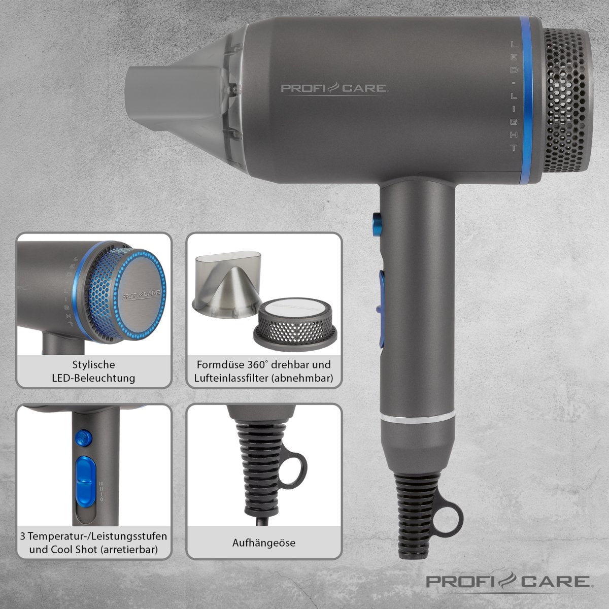 EAN 4006160308204 - ProfiCare 330820 secador 1800 W Azul, Gris imagen 4