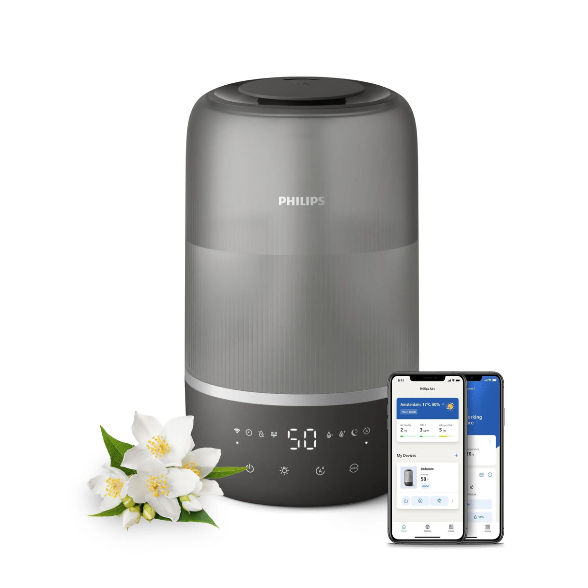 Philips Hu1510 03 Humidifier Series 1000 Up To 41m2, 3 Settings, Grey