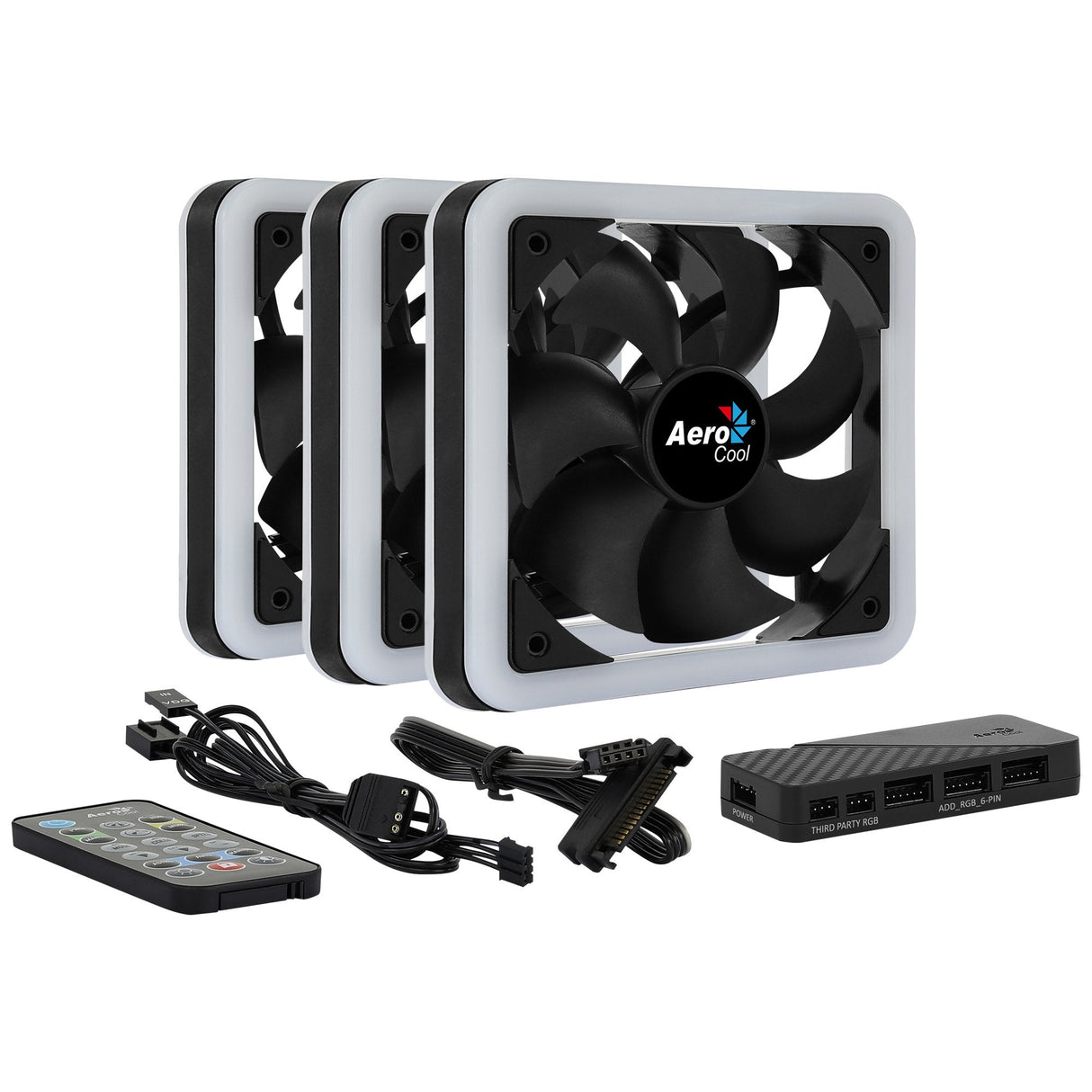 Pack 3 Ventiladores Aerocool Edge 14 Pro 14cm H66f Hub + Control Remoto