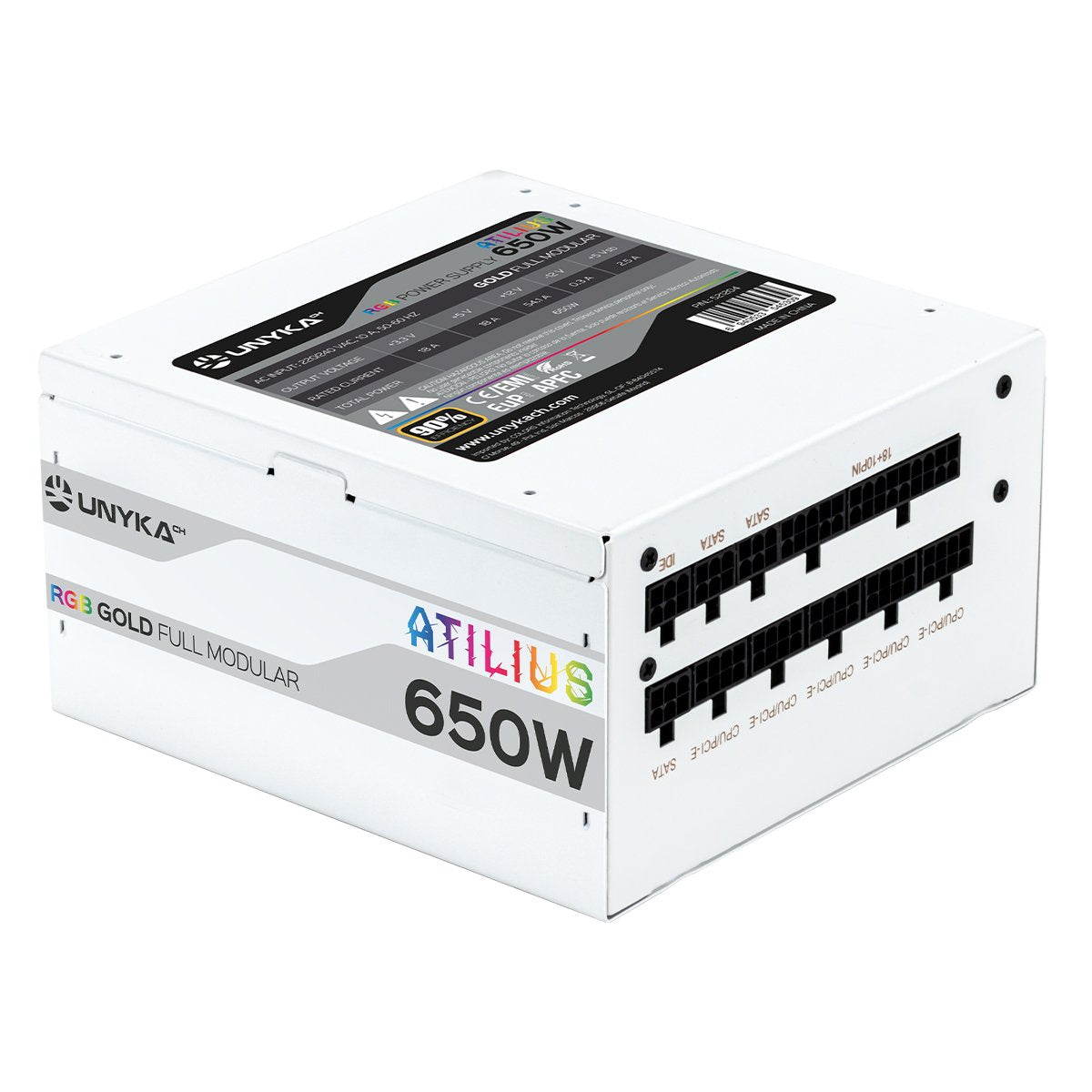EAN 6940533545309 - UNYKAch ATX Atilus RGB White 650W unidad de fuente de alimentación 20+4 pin ATX Blanco imagen 5