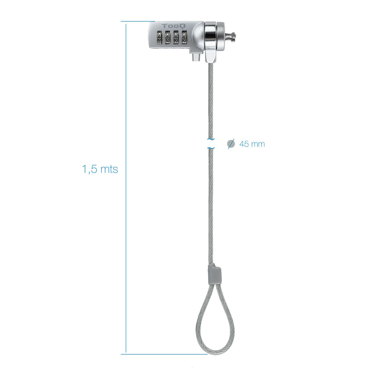 EAN 8433281009868 - TooQ TQCLKC0015 cable antirrobo Plata 1,5 m imagen 3