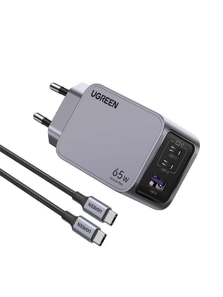 Cargador Ugreen Nexode Pro 65w Gan Con Cable Usb-C