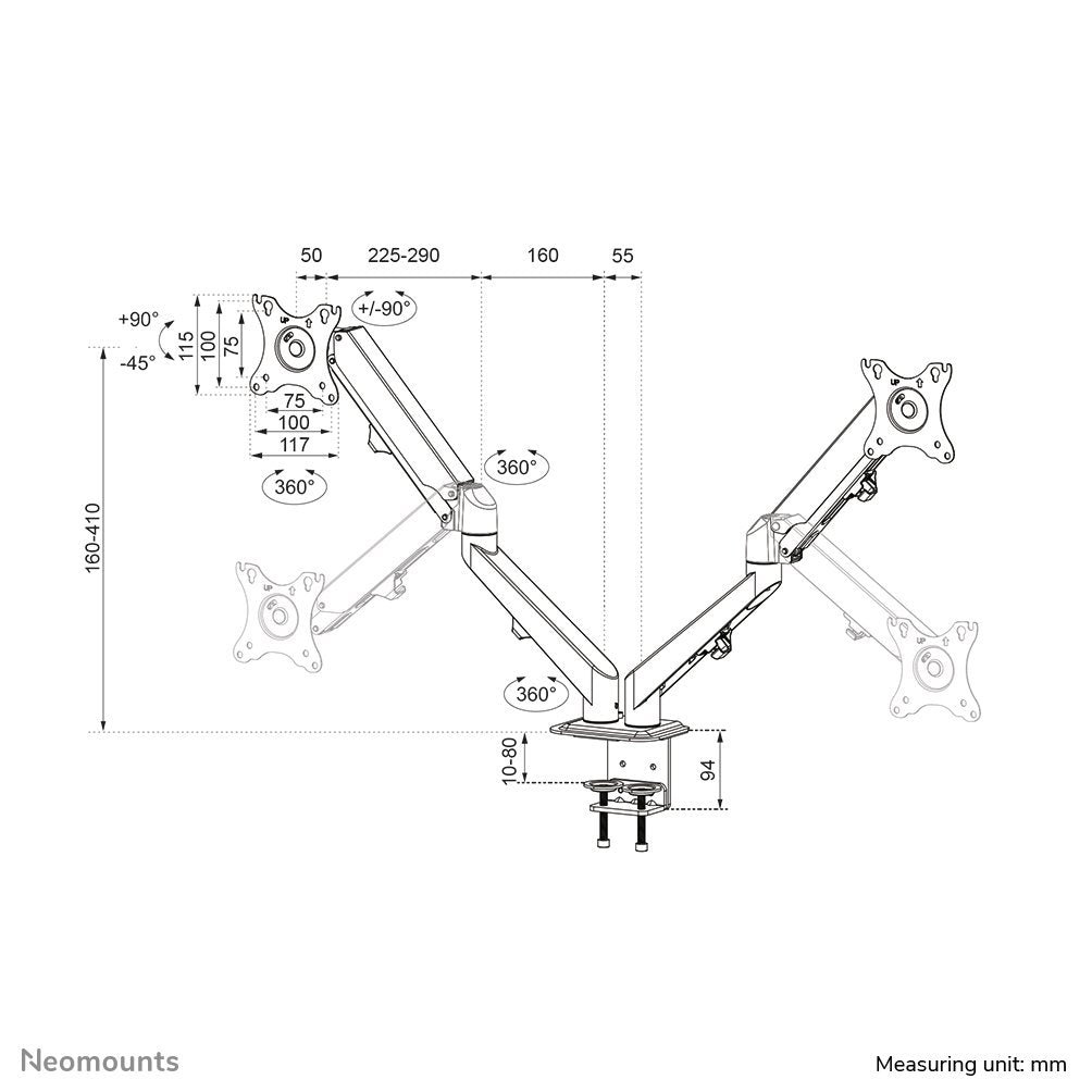 EAN 8717371449254 - Neomounts DS70-700BL2 soporte para monitor 68,6 cm (27") Escritorio Negro imagen 13