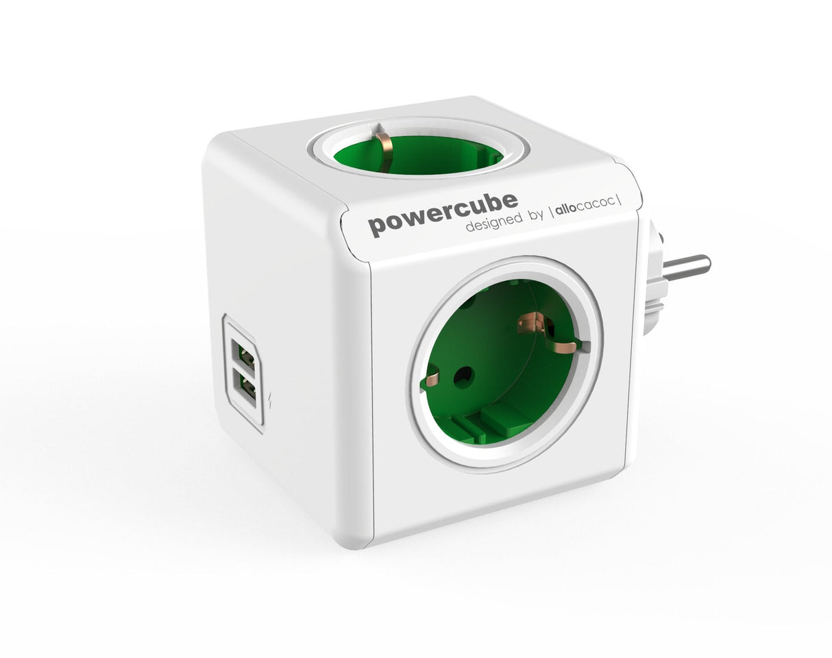 Powercube Original Usb 4 Tomas + 2 Usb Verde