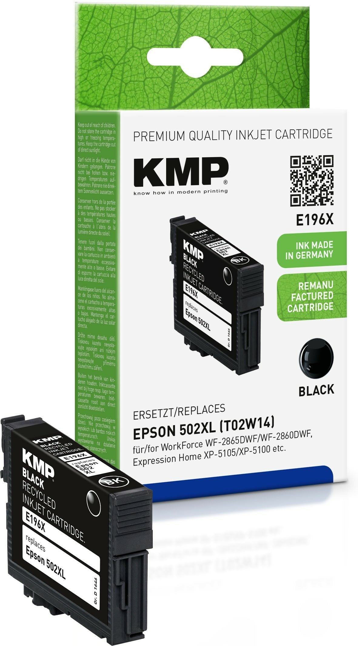 Kmp Patrone Epson 502xl Negro 550 S. E196x Remanufacturado