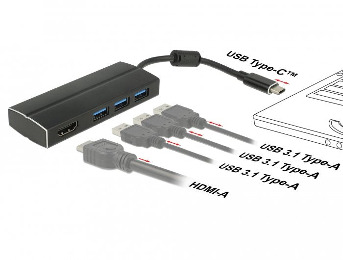 EAN 4043619639311 - DeLOCK 63931 base para portátil y replicador de puertos USB 3.2 Gen 1 (3.1 Gen 1) Type-C Negro imagen 3