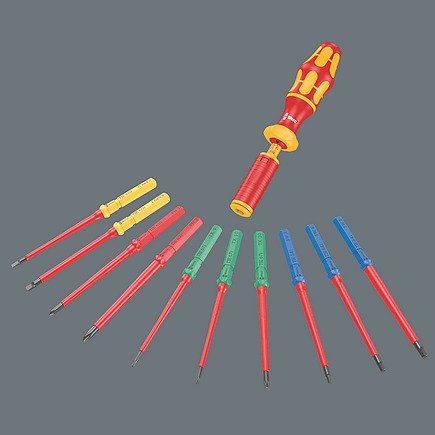 Wera Kraftform Kompakt Vde 15 Torque Extra Slim 1 Buscador De Herramientas, 15 Piezas, Destornillador Rojo/Amarillo, Incluido Mango Dinamométrico, Hojas Intercambiables Vde 5006605001