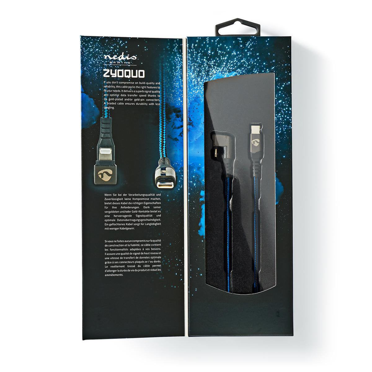 Nedis Usb-Kabel Usb 2.0 Apple Lightning 8-Pin Usb-C Stecker 60 W 480 Mbps Vernickelt 1.00 M Rund Geflochten / Nylon Blau / Schwarz