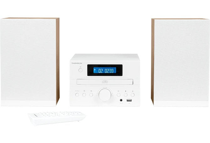 Thomson Micro Sound System Bt Radio Fm/Cd/Mp3/Usb Wood Finish White Mic121bt