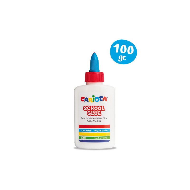 Carioca Cola Blanca 100gr - Tapa Con Dispensador - Apta Para Papel Y Carton - Secado Transparente - Sin Disolventes -