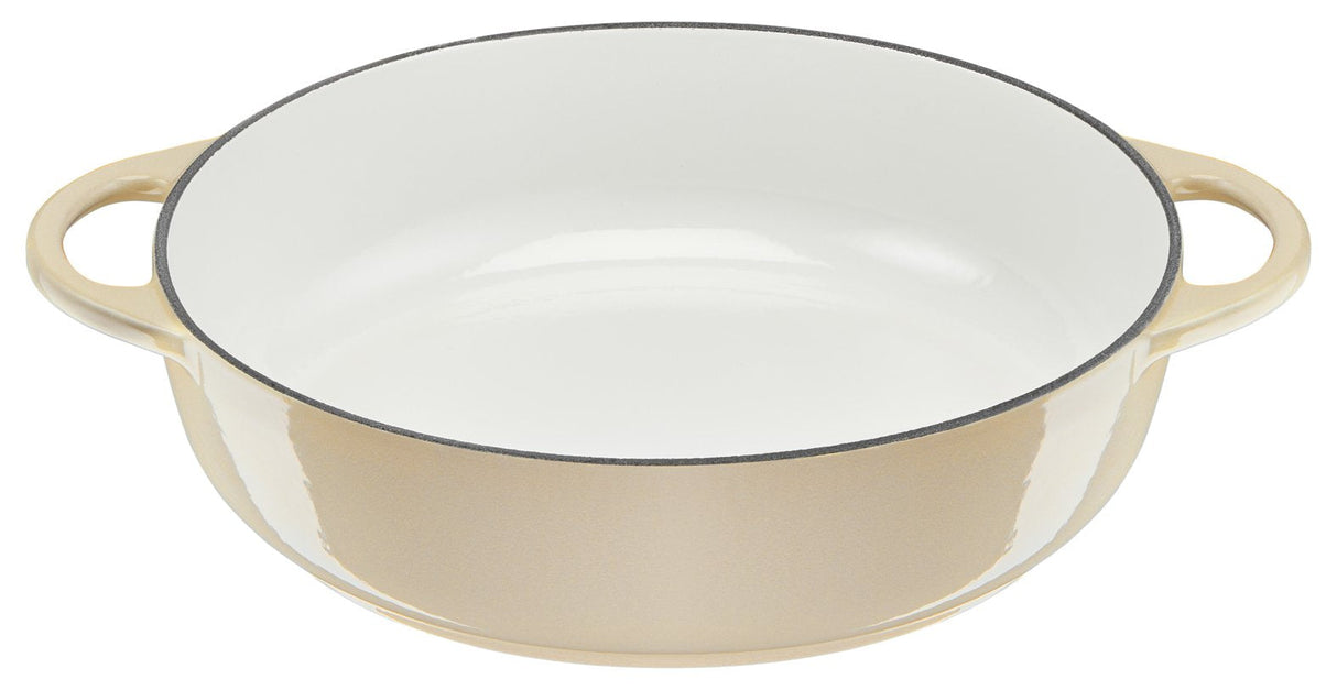 Tefal Servierpfanne Lov Gusseisen Ø 28cm (Beige, Mit Deckel, 3,8 Liter) E25972