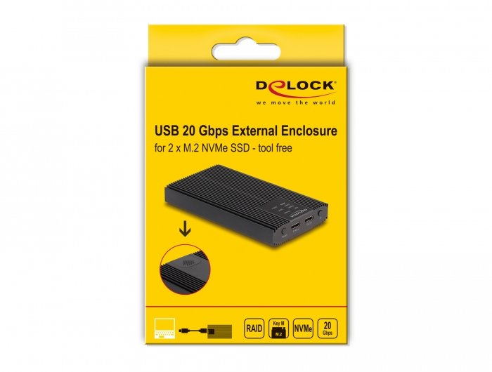 Delock Caja Externa Usb 20 Gbps Para 2 X M.2 Nvme Pcie