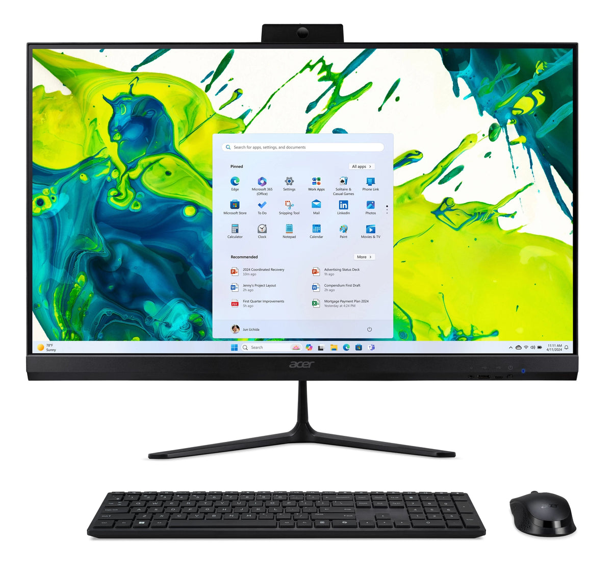 All In One Acer Aspire C27 2g 27" Full Hd Amd Ryzen 7 5825u 16gb Ram 512 Gb Ssd Radeon Onboard Graphics Windows 11 Home Negro