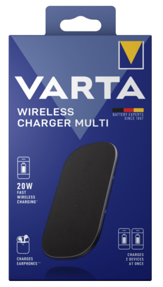 Varta Cargador Inalámbrico Rápido Multi, Qi, 9v, Negro