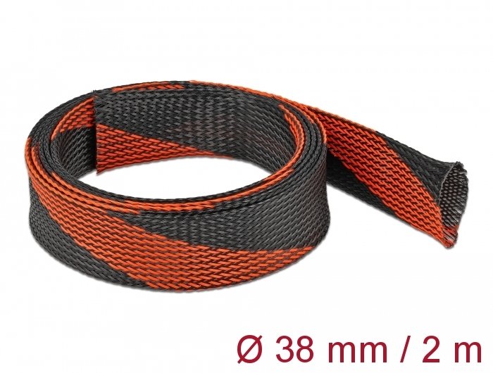 Delock Funda Trenzada Expandible 2 Mx 38 Mm Negro-Rojo