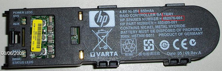 EAN 4053162043800 - HPE 462976-001 batería de repuesto para dispositivo de almacenamiento Níquel-metal hidruro (NiMH) 650 mAh imagen 1