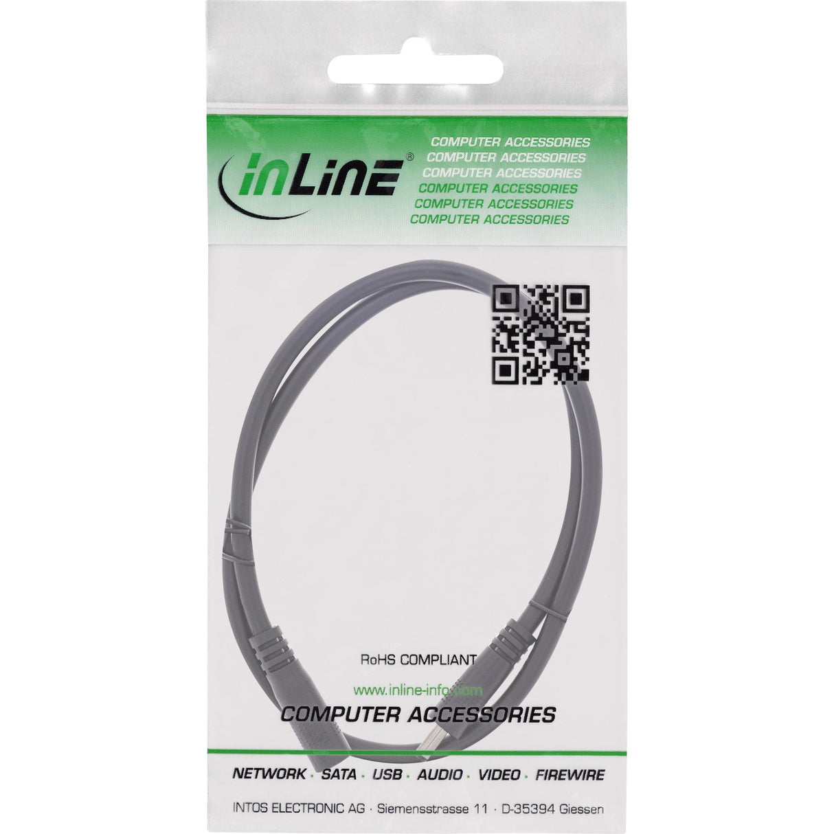 Cable De Extensión De Cc Inline, Enchufe De Cc Macho/Hembra 3,5x1,35 Mm, Awg 18, Negro, 1 M