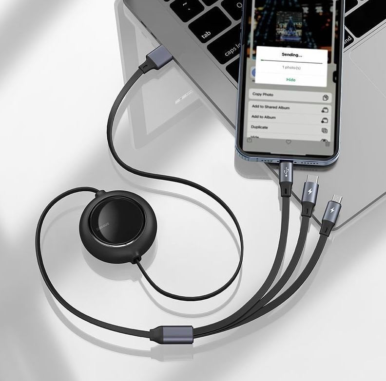 Baseus Camlt-Mj01 Cable Usb 1,2 M Usb A Usb C/Micro-Usb B/Lightning Negro