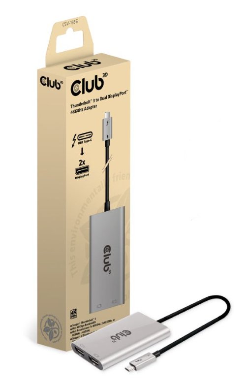 EAN 8719214473082 - CLUB3D CSV-1586 hub de interfaz Thunderbolt 3 40000 Mbit/s Plata imagen 3