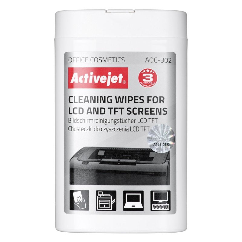 Activejet Toallitas De Limpieza Para Lcd / Tft - 100 Piezas