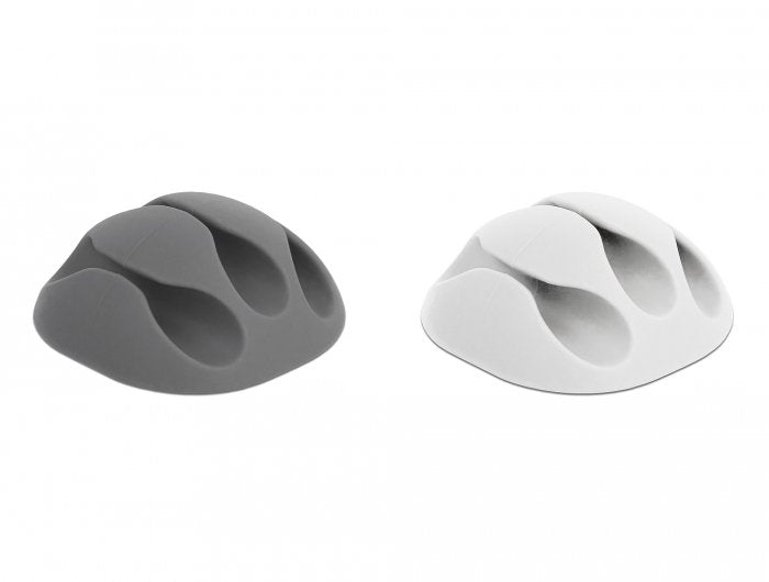 Delock 18297 Organizador Cable Con 3 Casquillos, Soporte Blanco/Gris 18297